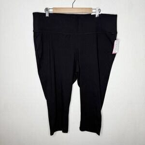 New Livi Black Cropped Athletic Legging Women's 22/24 Cotton Stretch Slimming